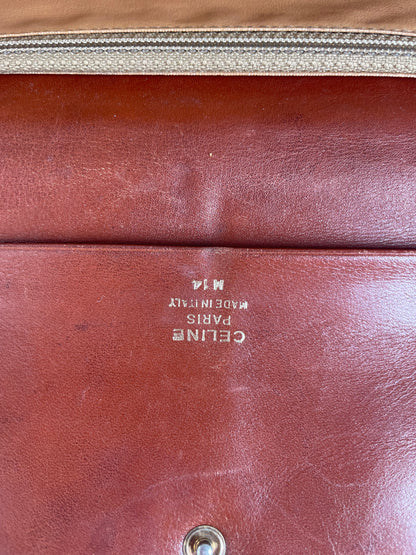 Vintage Celine Leather Bifold Wallet Tan Gold