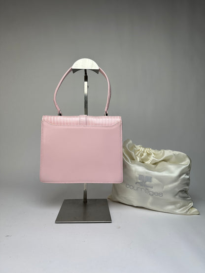 Vintage Courreges Flap Crossbody Bag Light Pink Leather c. Early 2000s