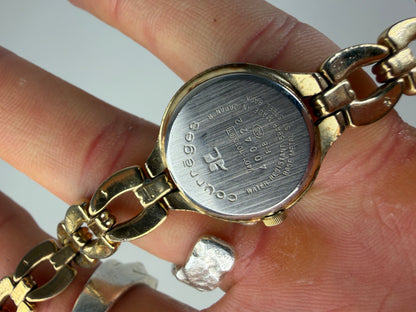 Vintage Courreges Bracelet Watch Gold-Tone Cream Dial