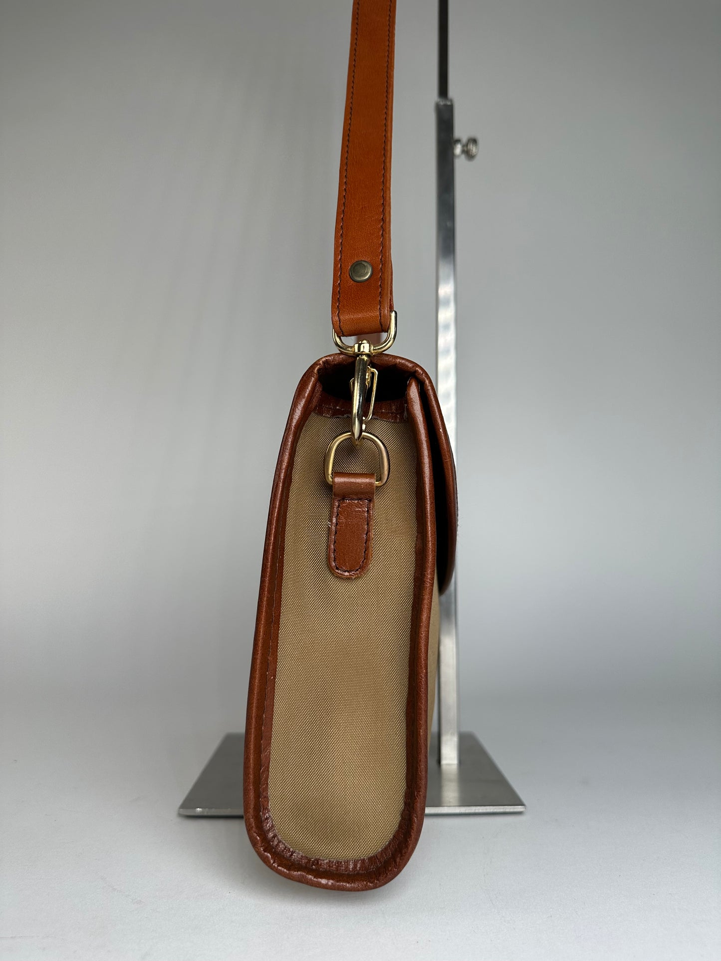 Vintage Givenchy Leather / Canvas Shoulder Bag Camel / Brown