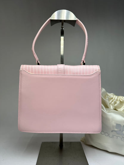 Vintage Courreges Flap Crossbody Bag Light Pink Leather c. Early 2000s