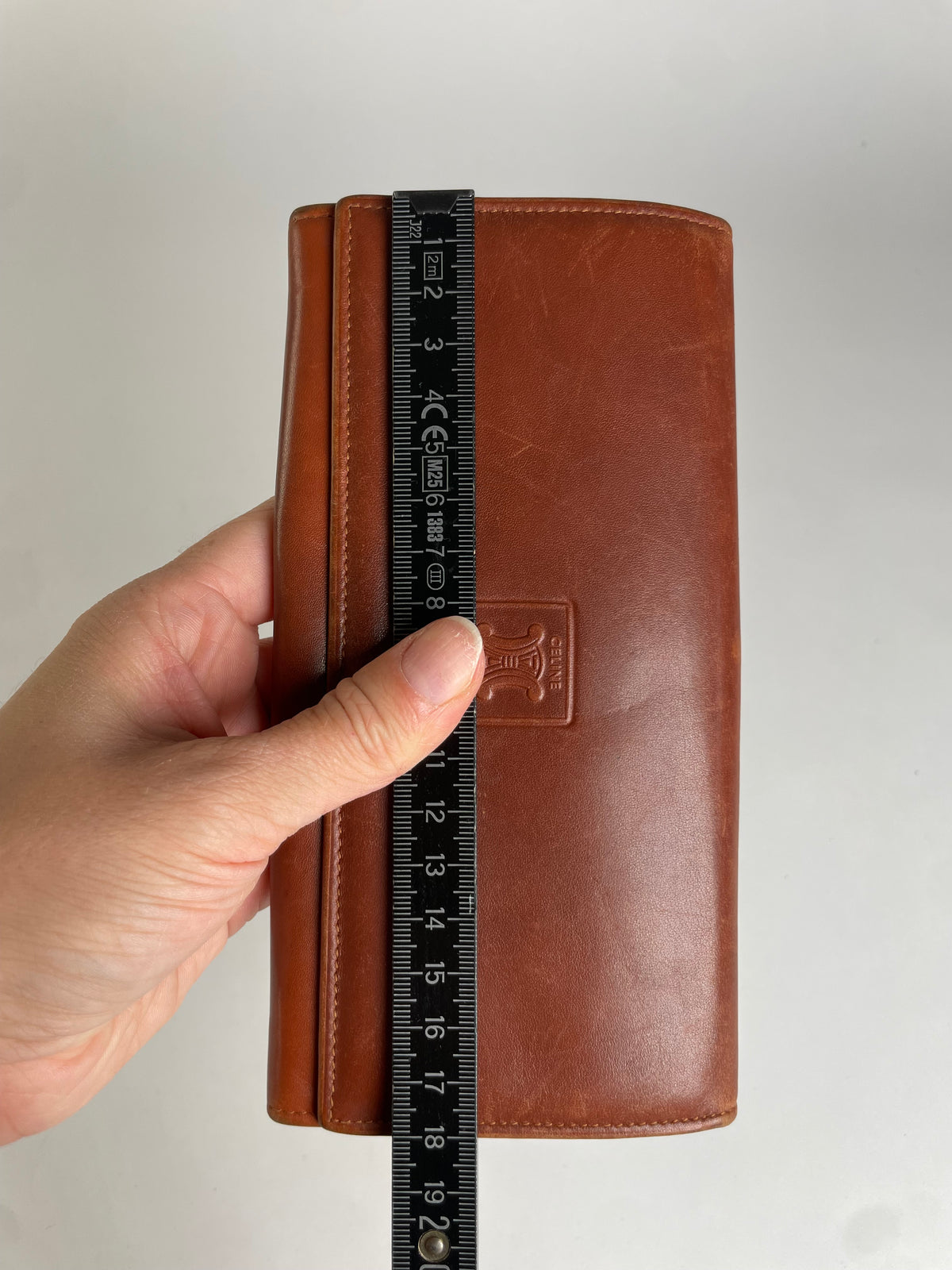 Vintage Celine Leather Bifold Wallet Tan Gold
