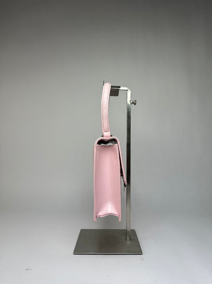 Vintage Courreges Flap Crossbody Bag Light Pink Leather c. Early 2000s
