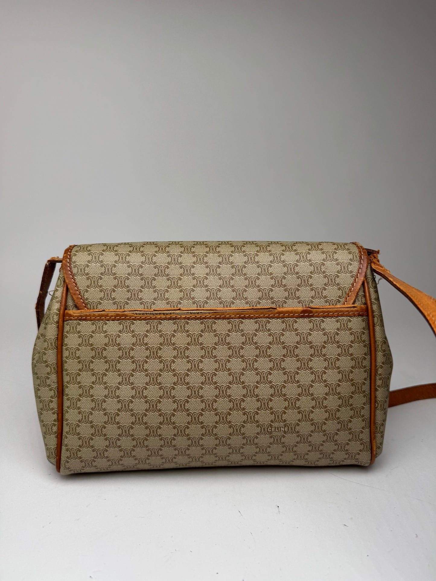 Sac bandoulière vintage Céline Triomphe Monogram beige