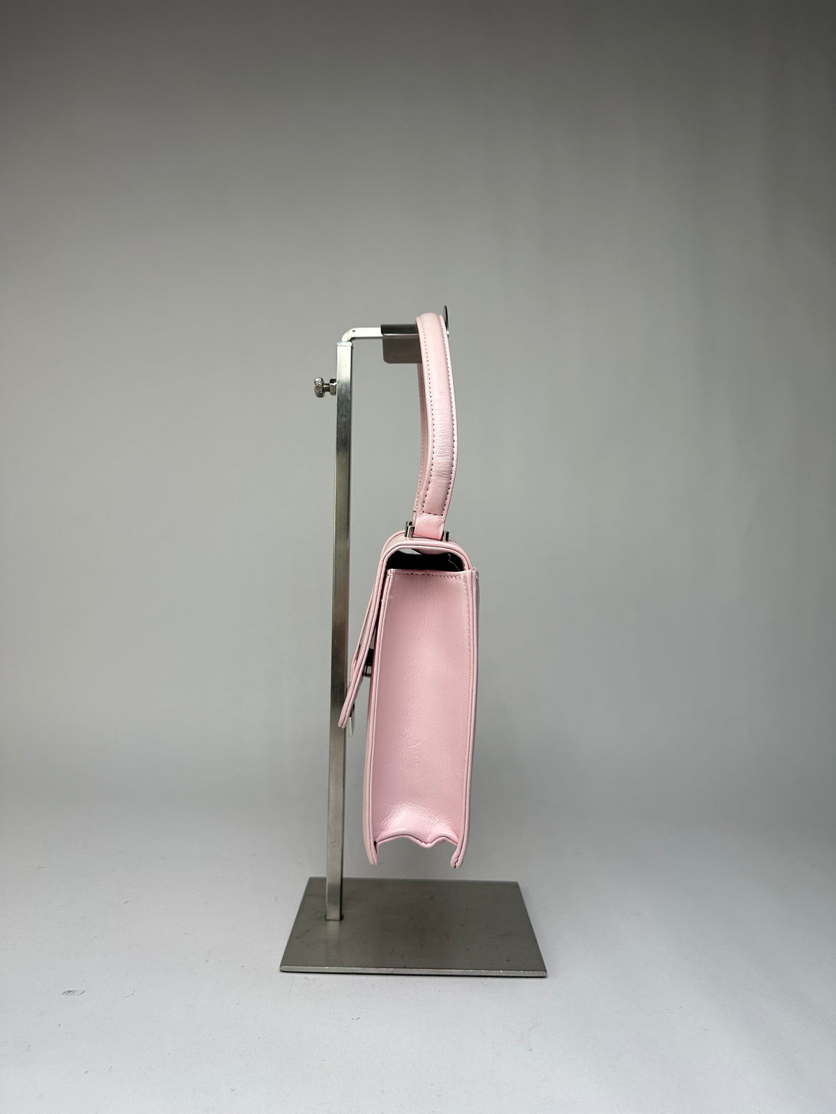 Vintage Courreges Flap Crossbody Bag Light Pink Leather c. Early 2000s