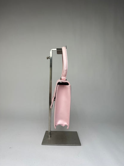 Vintage Courreges Flap Crossbody Bag Light Pink Leather c. Early 2000s