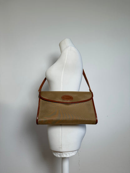 Vintage Givenchy Leather / Canvas Shoulder Bag Camel / Brown