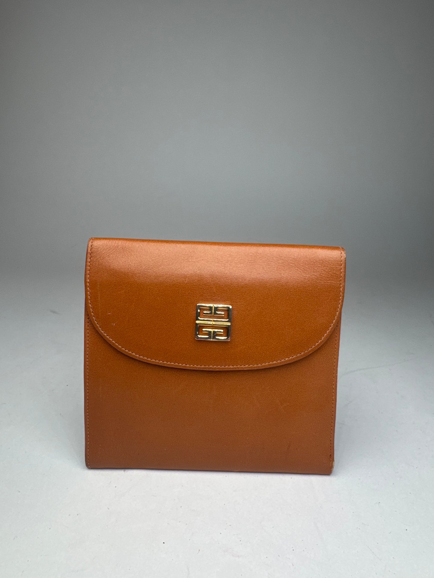 Vintage Givenchy Leather Wallet Orange Brown