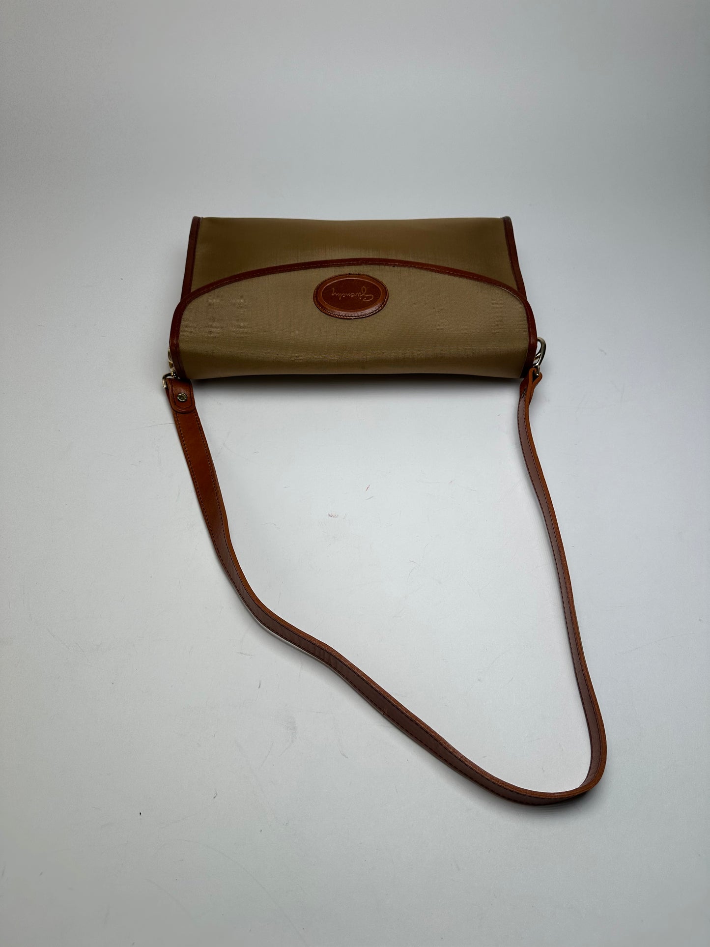 Vintage Givenchy Leather / Canvas Shoulder Bag Camel / Brown