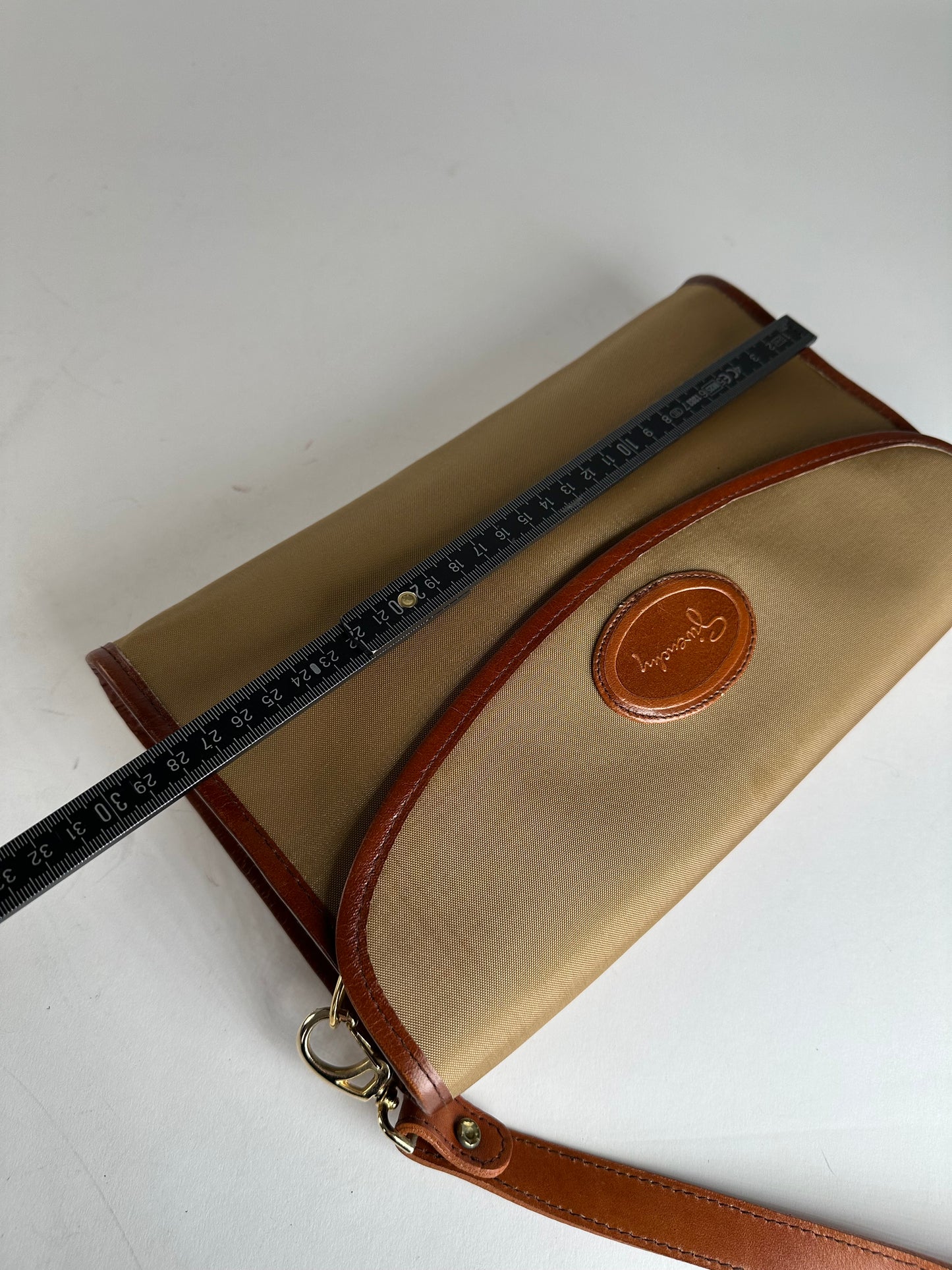 Vintage Givenchy Leather / Canvas Shoulder Bag Camel / Brown