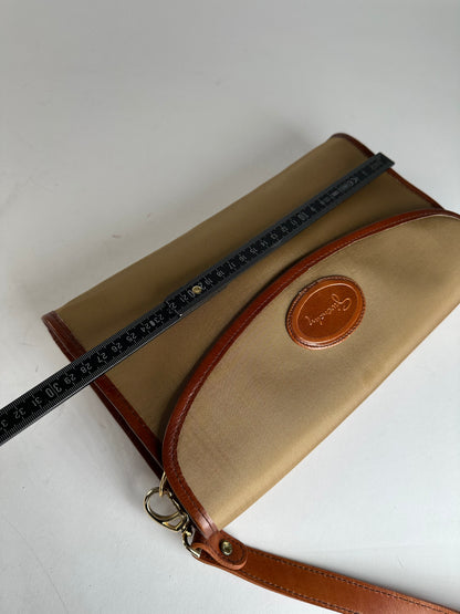 Vintage Givenchy Leather / Canvas Shoulder Bag Camel / Brown