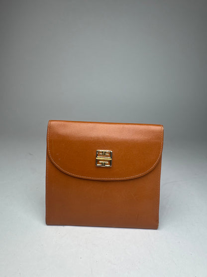 Vintage Givenchy Leather Wallet Orange Brown