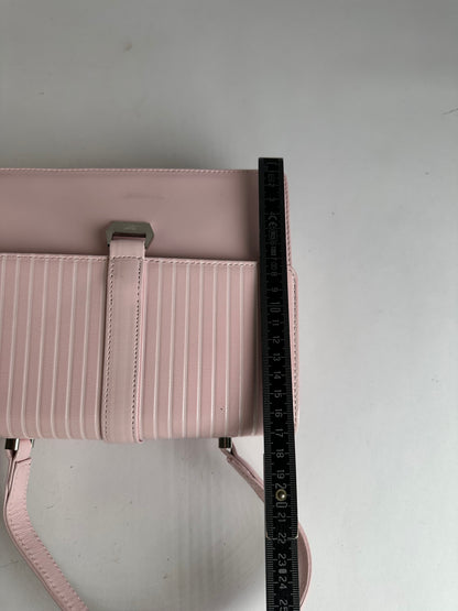 Vintage Courreges Flap Crossbody Bag Light Pink Leather c. Early 2000s