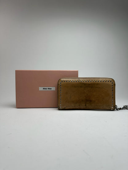 Portefeuille vintage en cuir verni Miu Miu marron