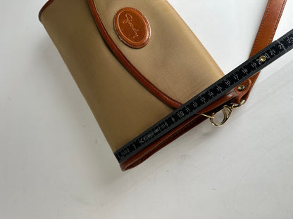 Vintage Givenchy Leather / Canvas Shoulder Bag Camel / Brown