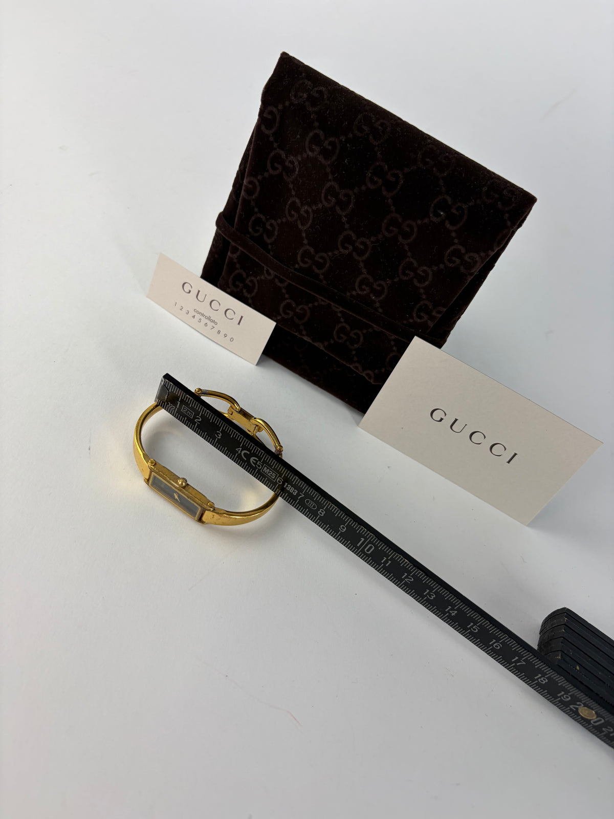 Vintage Gucci Bracelet Watch Gold-Tone Black Dial Late 1980s
