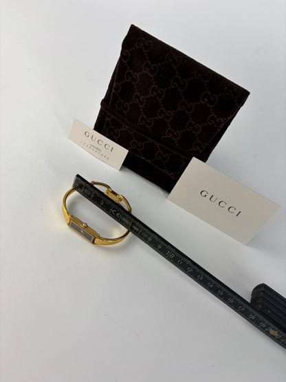 Vintage Gucci Bracelet Watch Gold-Tone Black Dial Late 1980s