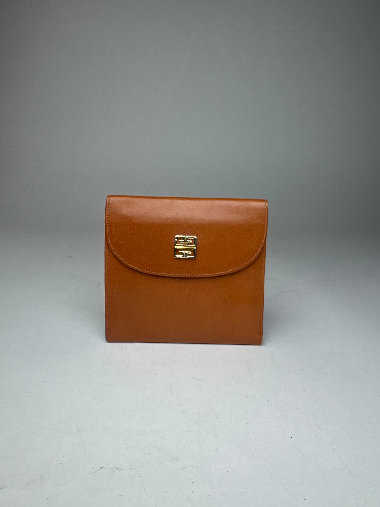 Vintage Givenchy Leather Wallet Orange Brown