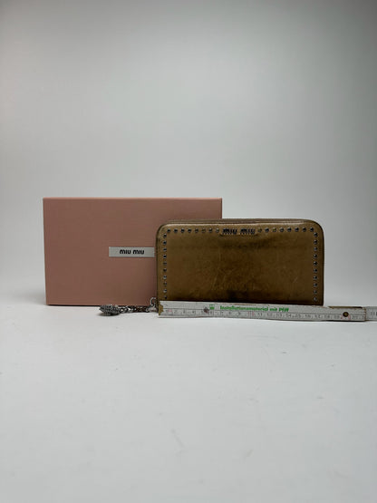 Portefeuille vintage en cuir verni Miu Miu marron