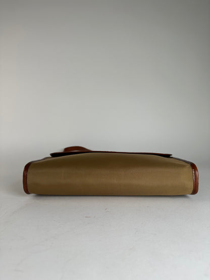 Vintage Givenchy Leather / Canvas Shoulder Bag Camel / Brown