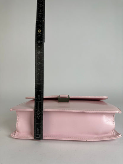 Vintage Courreges Flap Crossbody Bag Light Pink Leather c. Early 2000s