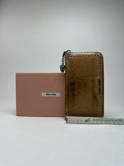 Portefeuille vintage en cuir verni Miu Miu marron