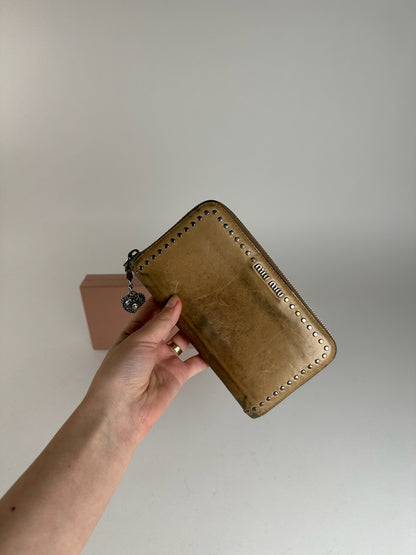 Portefeuille vintage en cuir verni Miu Miu marron