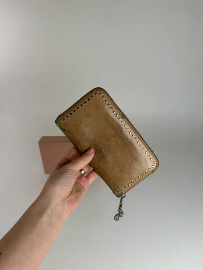 Portefeuille vintage en cuir verni Miu Miu marron