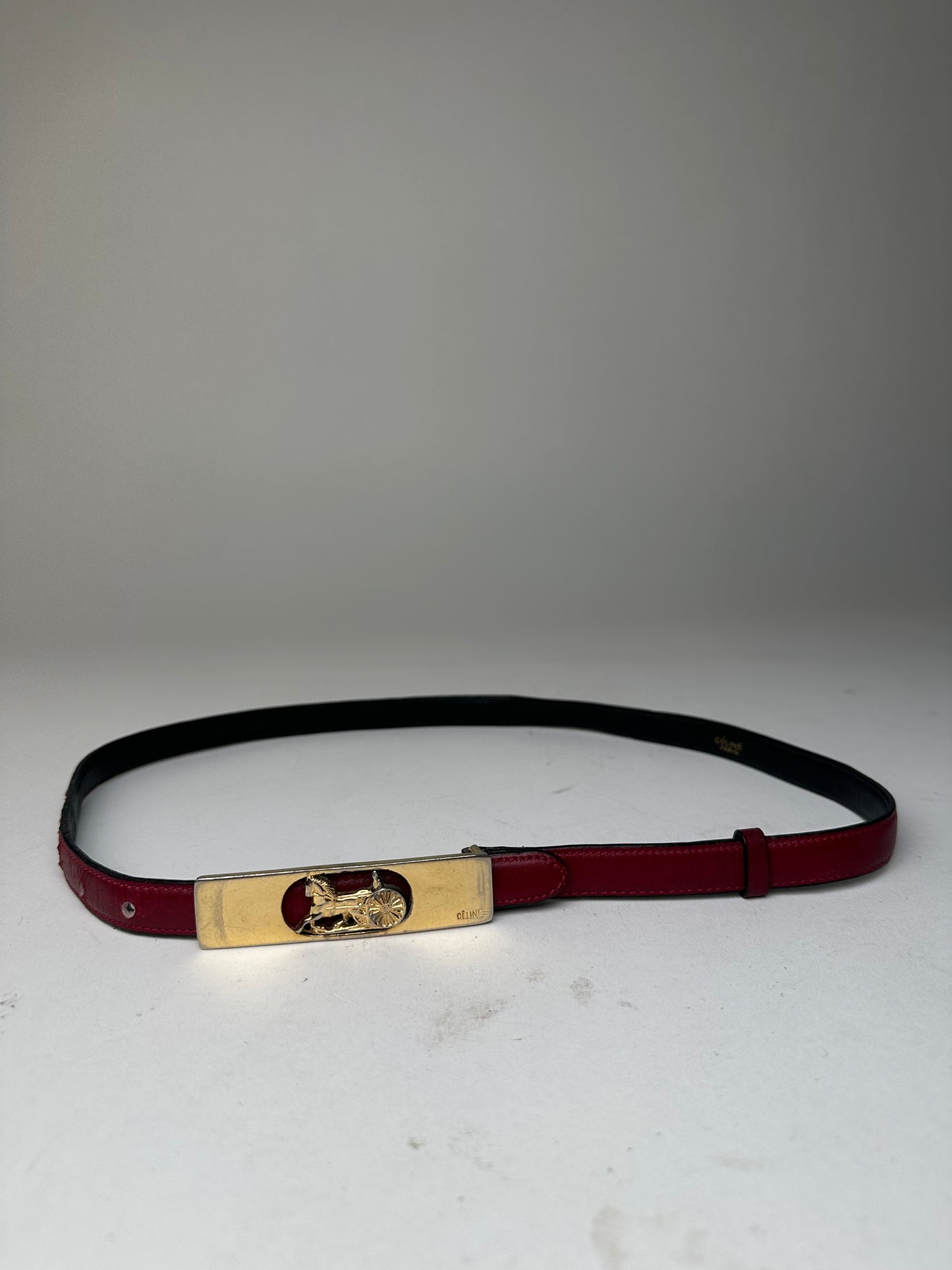 Vintage Celine Leather Belt Burgundy