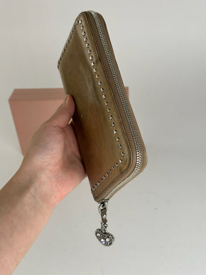 Portefeuille vintage en cuir verni Miu Miu marron