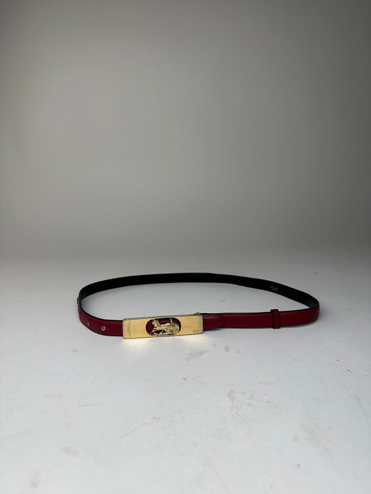Vintage Celine Leather Belt Burgundy