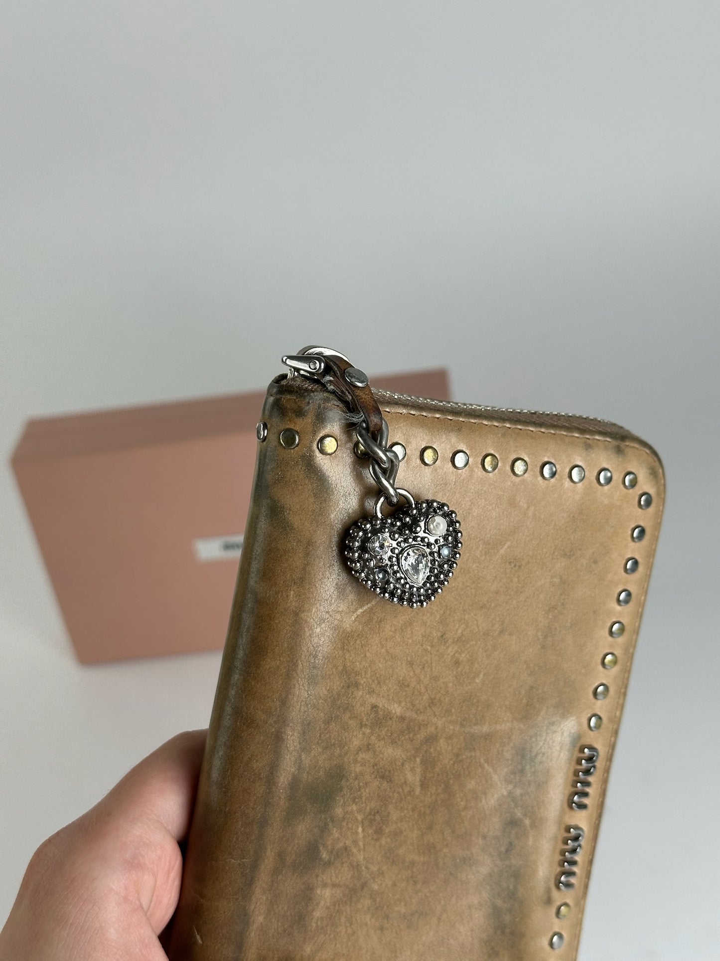 Portefeuille vintage en cuir verni Miu Miu marron