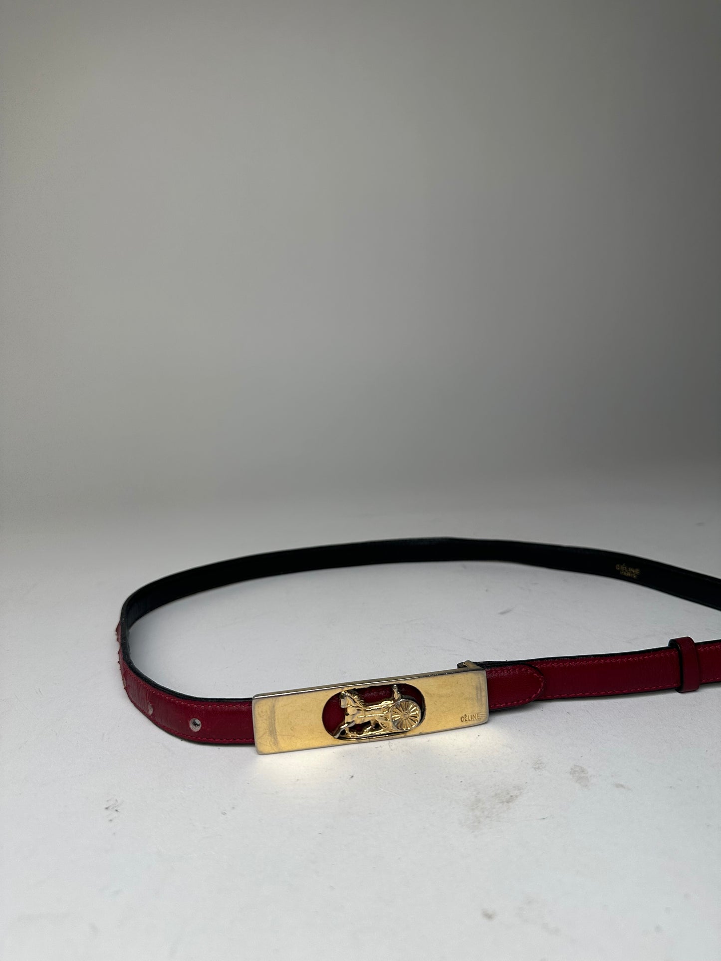 Vintage Celine Leather Belt Burgundy