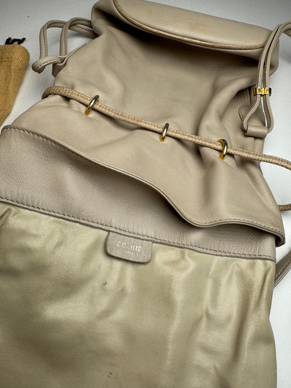 Vintage Celine Seau16 leather bag grey white