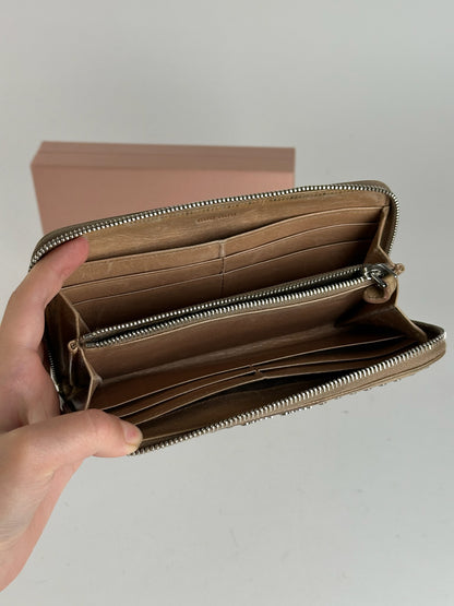 Portefeuille vintage en cuir verni Miu Miu marron