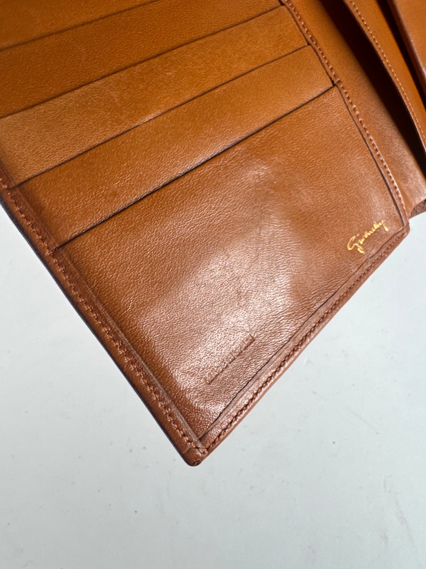 Vintage Givenchy Leather Wallet Orange Brown