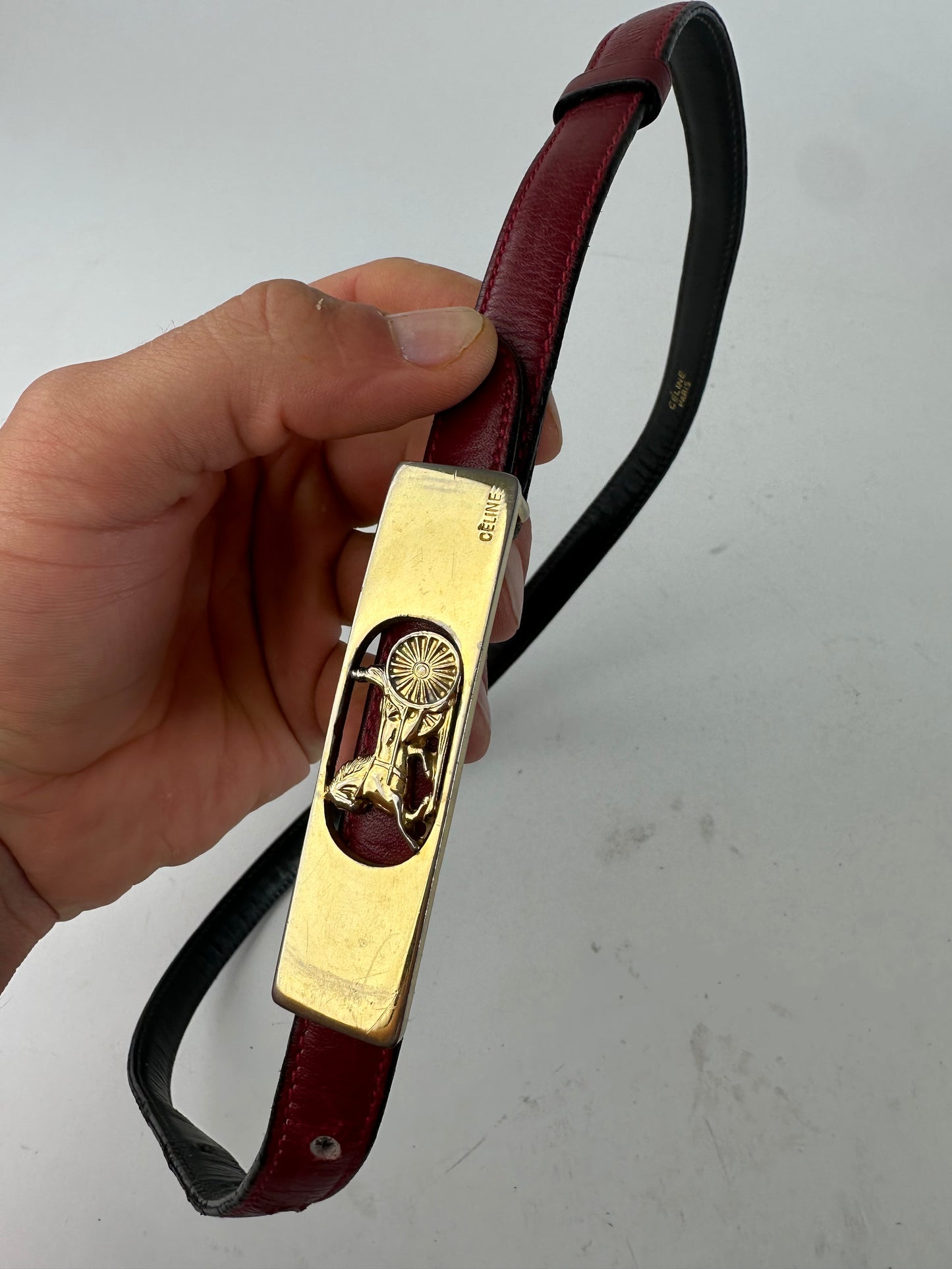 Vintage Celine Leather Belt Burgundy