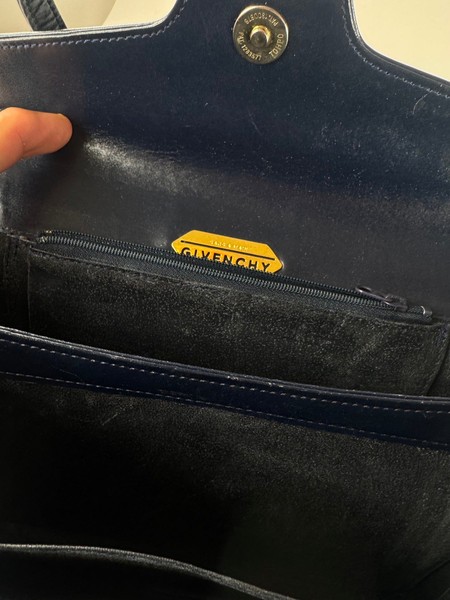 Vintage Givenchy Leather Handbag Navy
