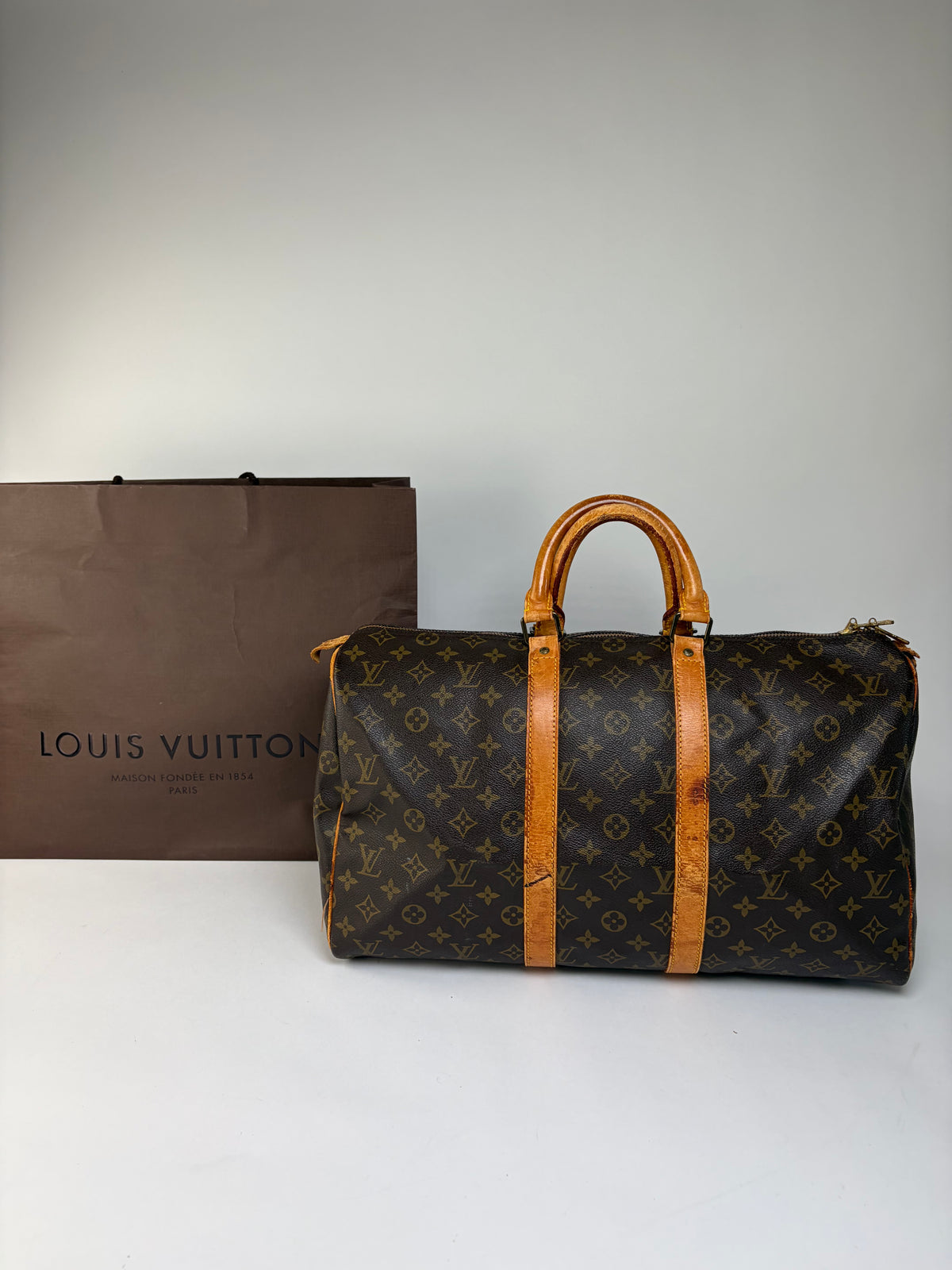 Vintage Louis Vuitton Monogram Canvas Keepall 50 Brown