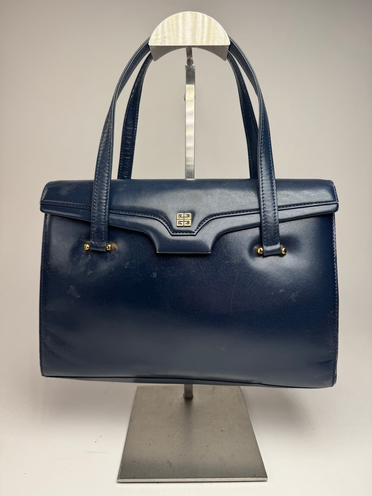 Vintage Givenchy Leather Handbag Navy