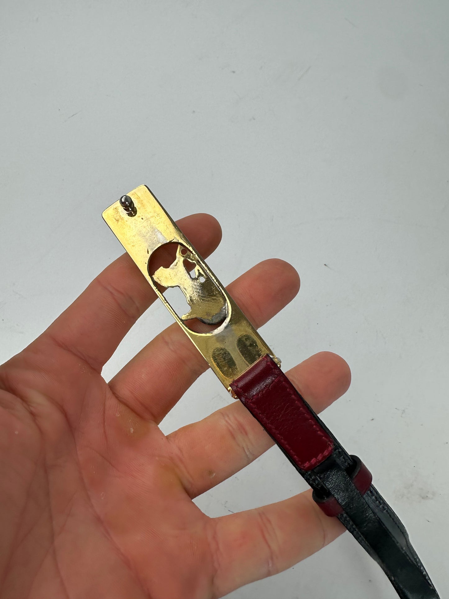 Vintage Celine Leather Belt Burgundy