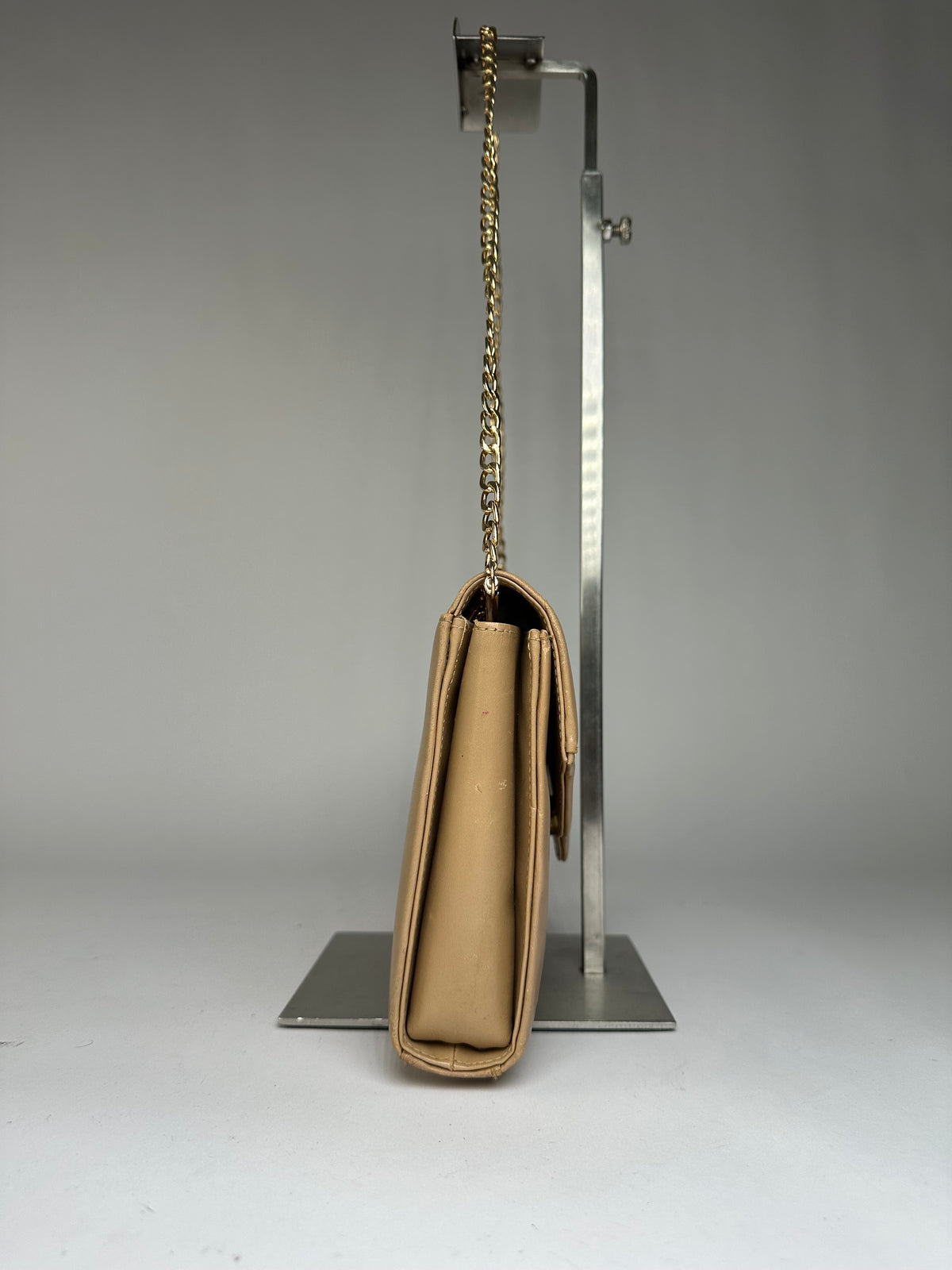 Vintage Givenchy Flap Crossbody Bag Light Beige Gold-Tone Chain