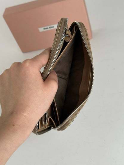 Portefeuille vintage en cuir verni Miu Miu marron