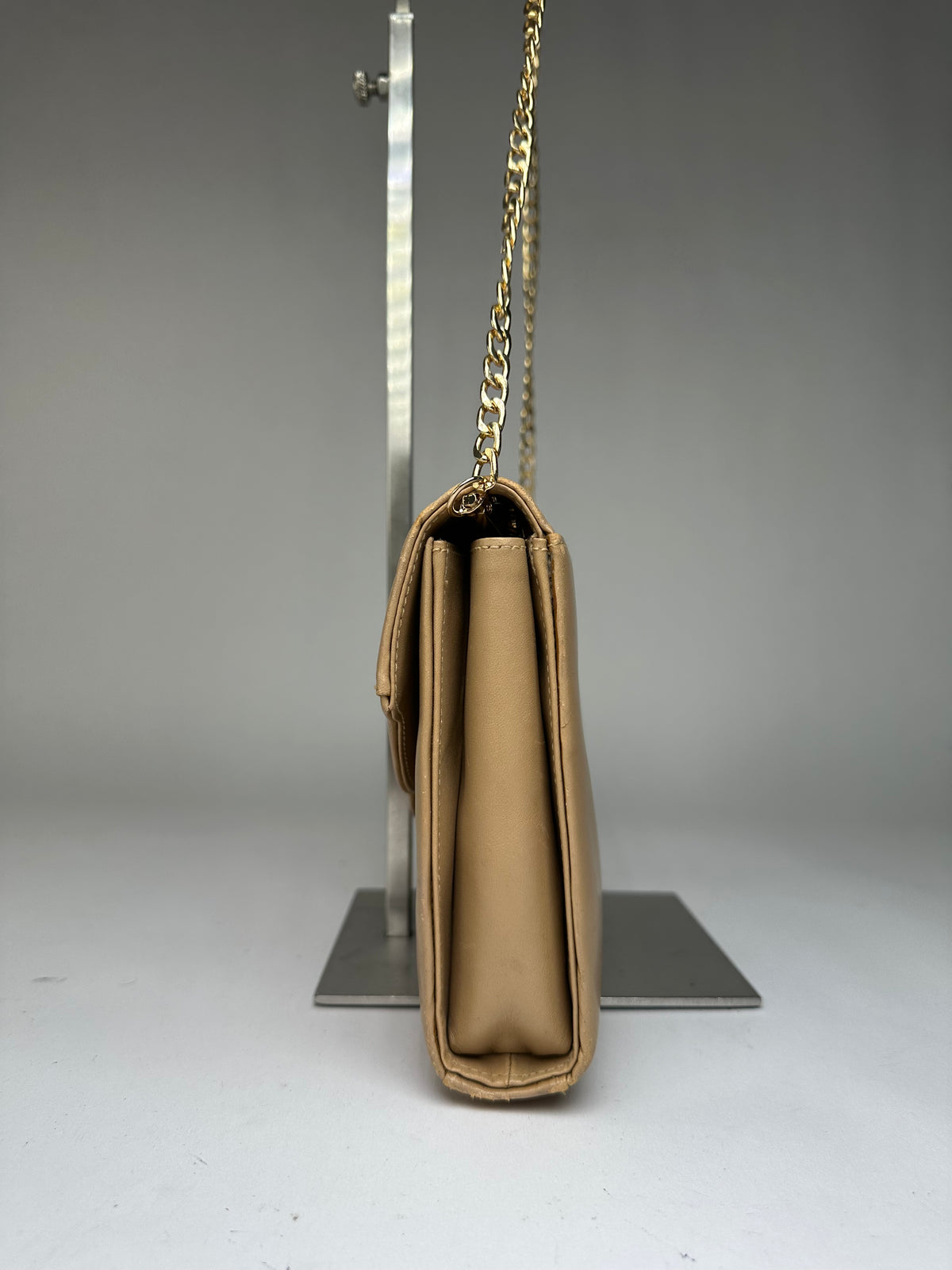 Vintage Givenchy Flap Crossbody Bag Light Beige Gold-Tone Chain