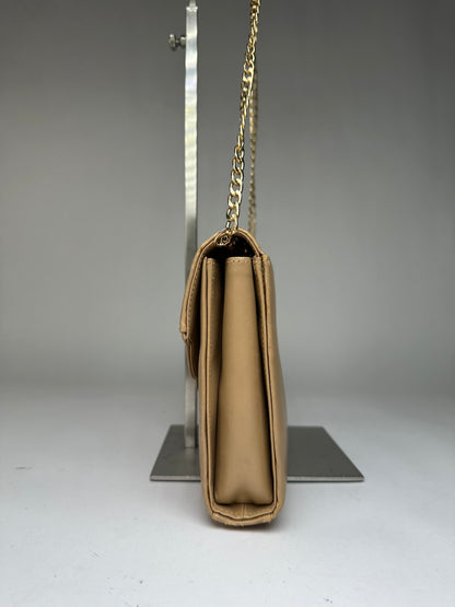 Vintage Givenchy Flap Crossbody Bag Light Beige Gold-Tone Chain