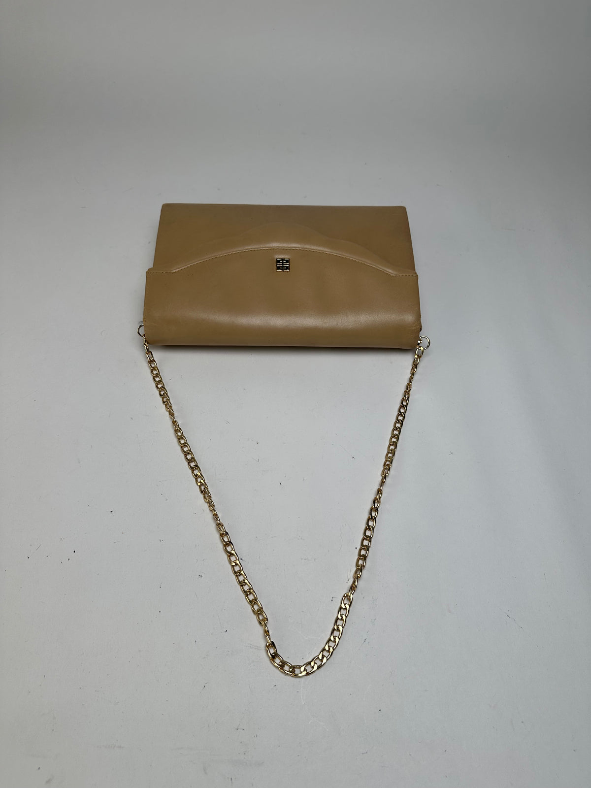 Vintage Givenchy Flap Crossbody Bag Light Beige Gold-Tone Chain