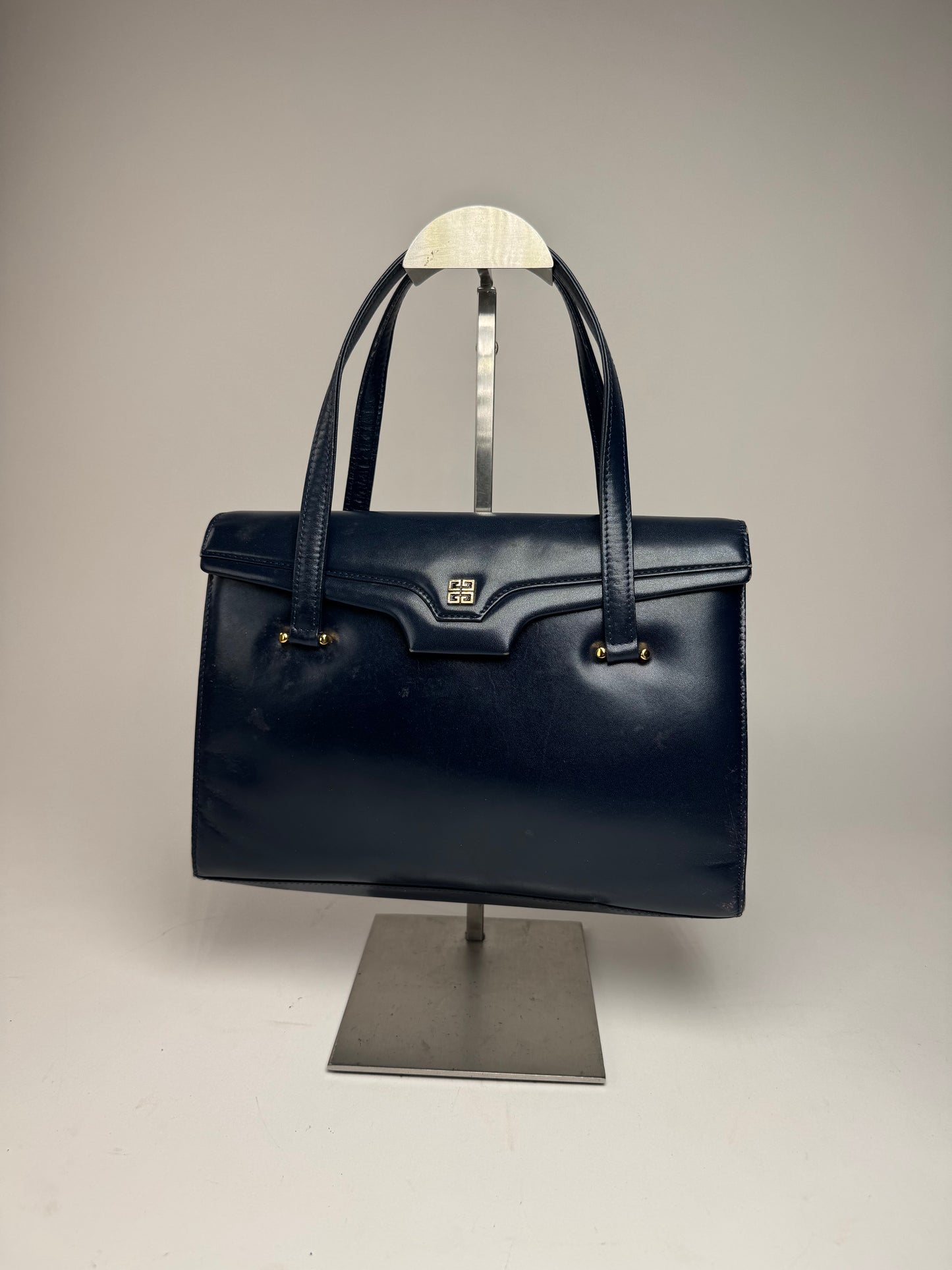Vintage Givenchy Leather Handbag Navy