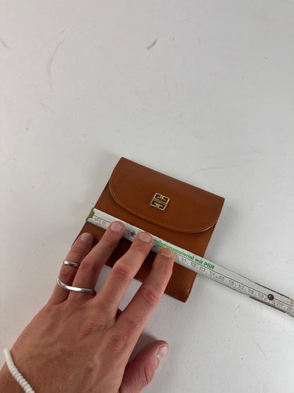 Vintage Givenchy Leather Wallet Orange Brown