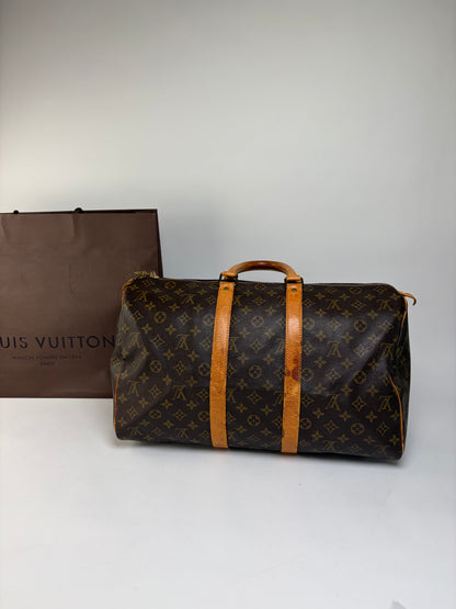 Vintage Louis Vuitton Monogram Canvas Keepall 50 Brown