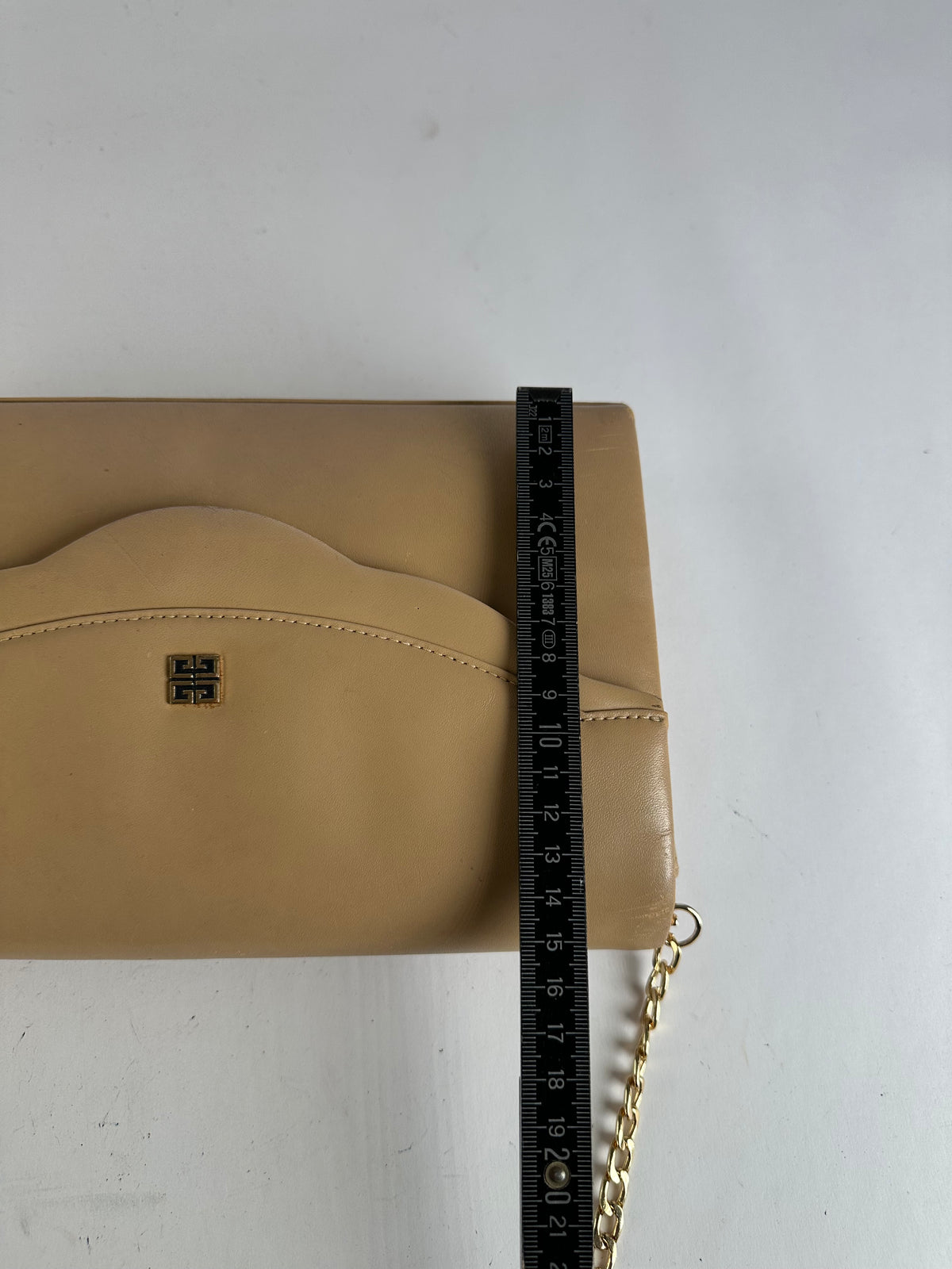 Vintage Givenchy Flap Crossbody Bag Light Beige Gold-Tone Chain